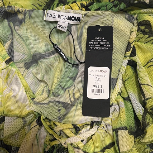 Fashion Nova Floral Ruffle Lime Color Top Small NWT - Picture 6 of 7